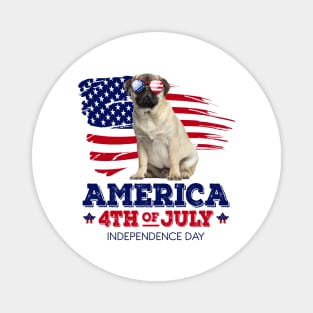 Pug Flag USA - America 4th Of July Independence Day Magnet